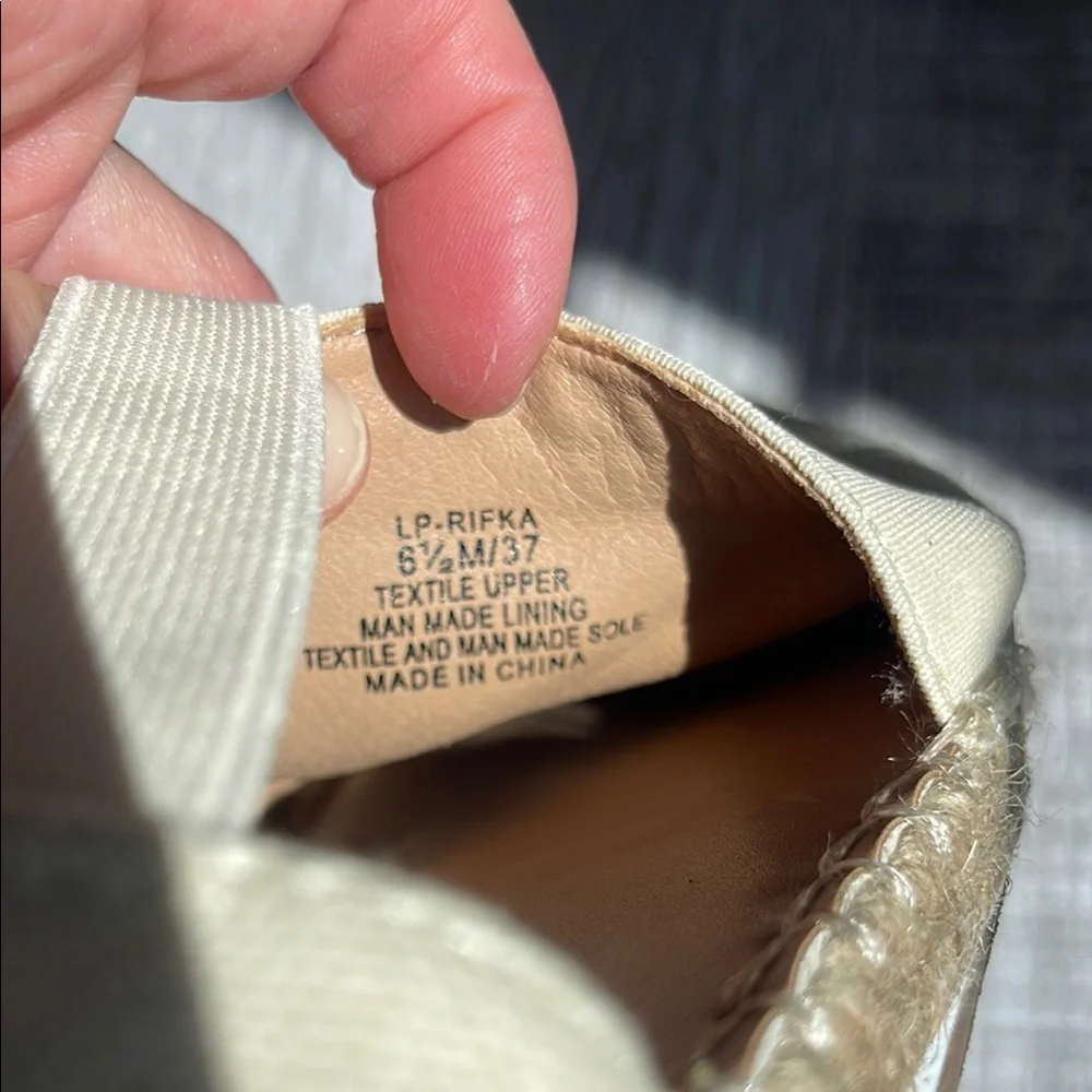 Lucky Brand Cream Espadrille Slip-Ons with Cross-Strap Design, 6 1/2. - Picture 7 of 8